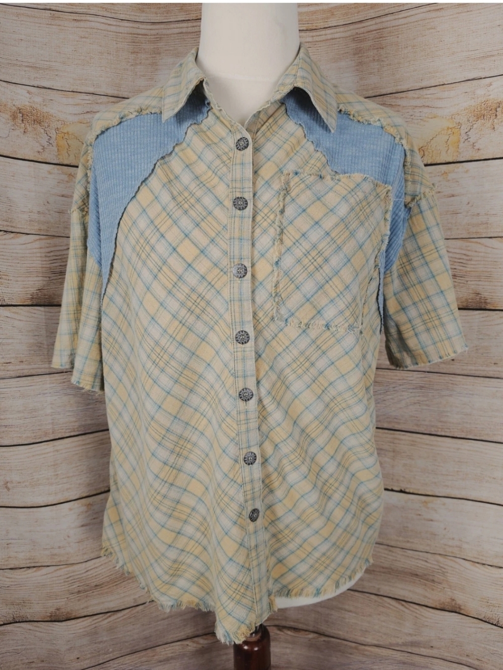 POL Plaid Shirt Sleeve Button Down Shirt Size Small Oversized